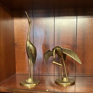 Elegant Gold Crane Sculptures
